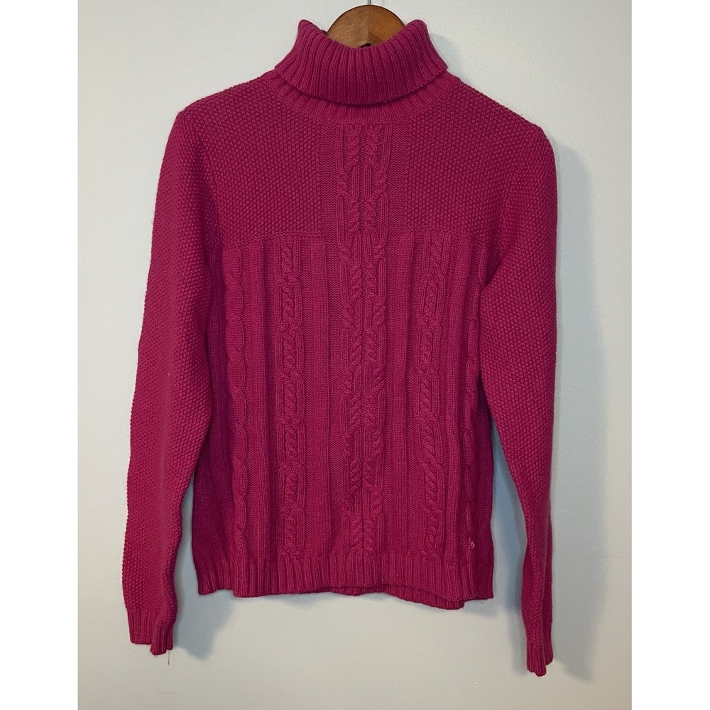 Vineyard Vines Sweater Womens Large Pink Angora Cashmere Cable Knit Turtleneck